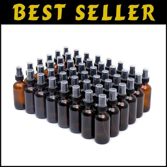 Leaking-Proof 2oz Glass Spray Bottles Set of 48 for Skin Care & Cleaning