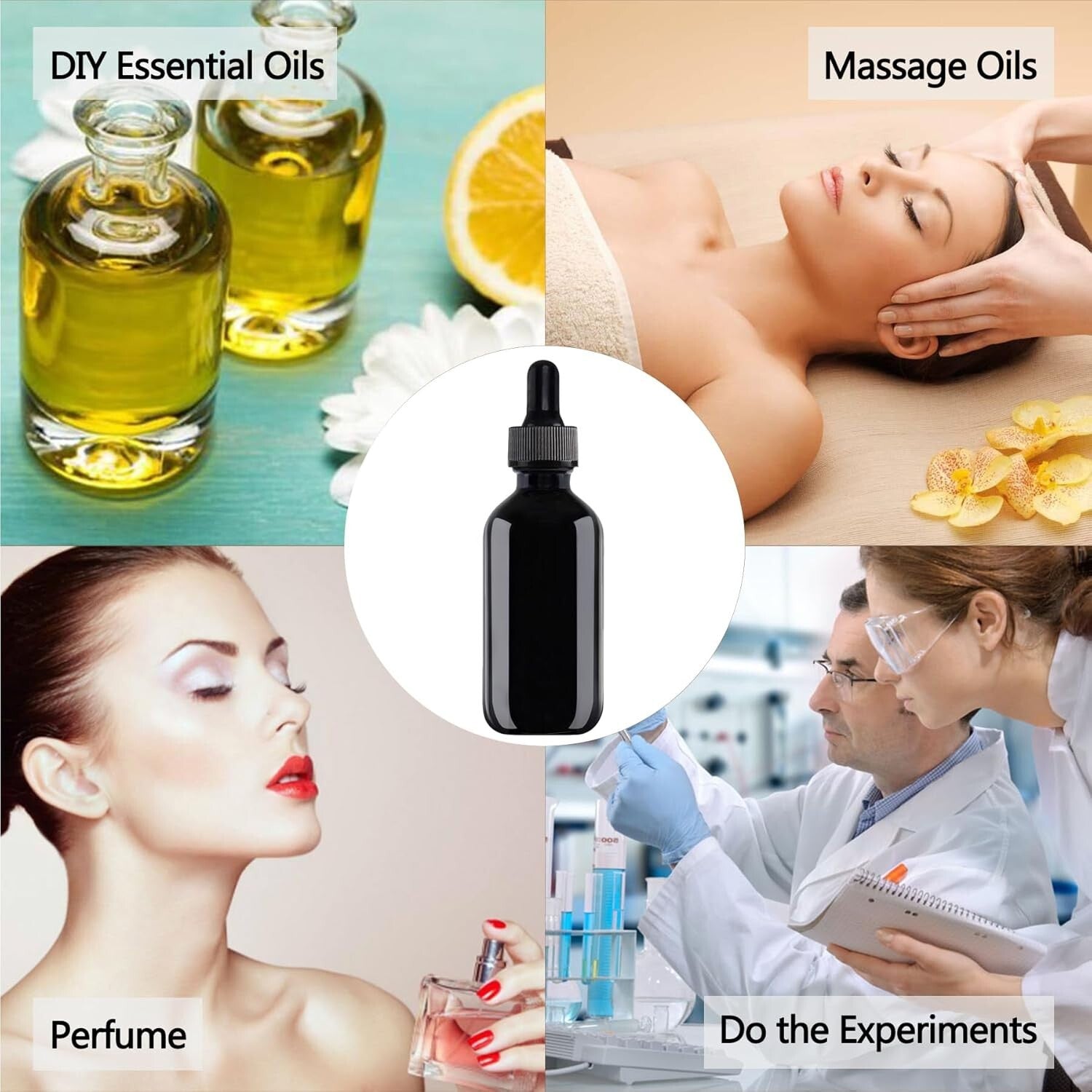 Elegant 48-Piece 2oz Black Boston Round Dropper Bottle Set for Easy Storage