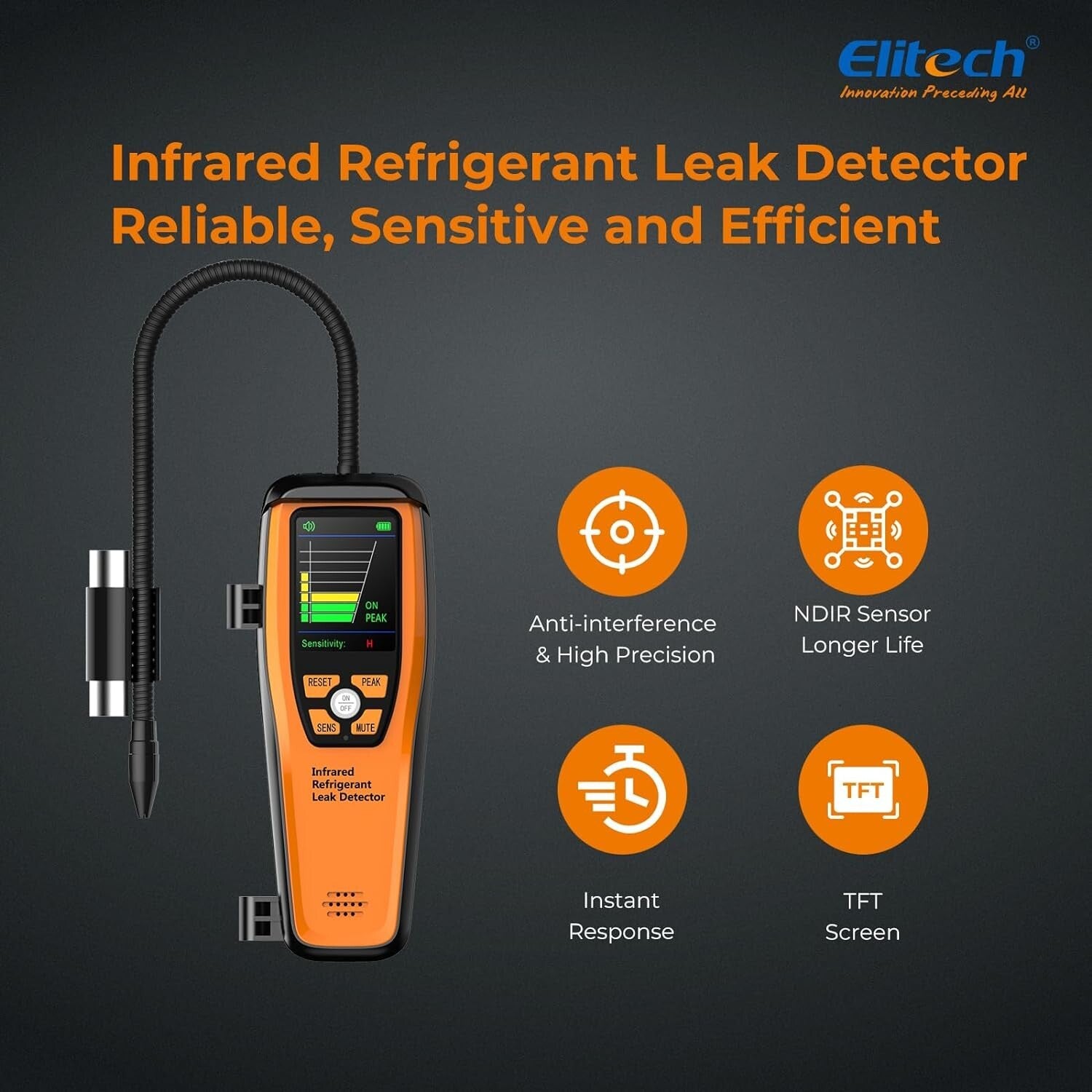 Professional HVAC Leak Detector with Infrared Sensor & 2.8" Display for Accuracy