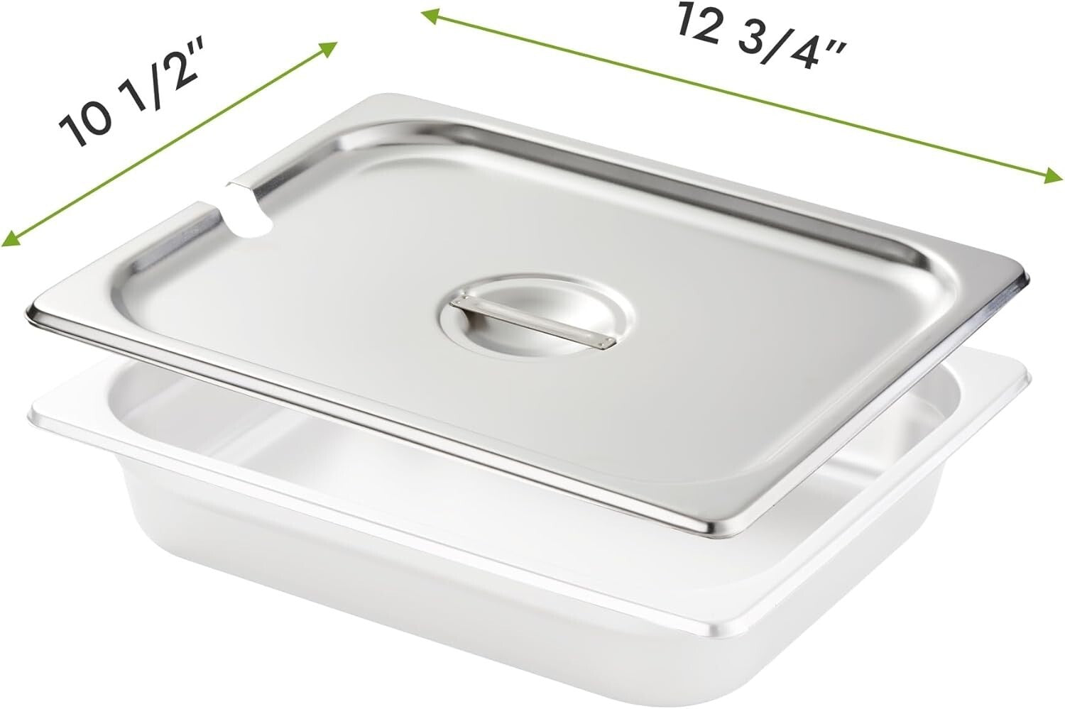 Durable 1/2 Size Stainless Steel Food Pan Covers - Set of 6 with Easy Handle