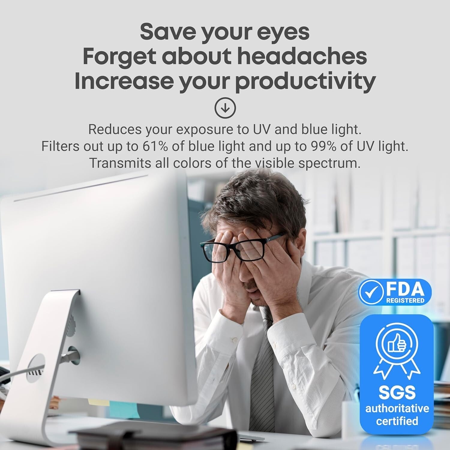 Blue Light Blocking Screen Protector for 31.5-32 Inch Monitors – Eye Protection