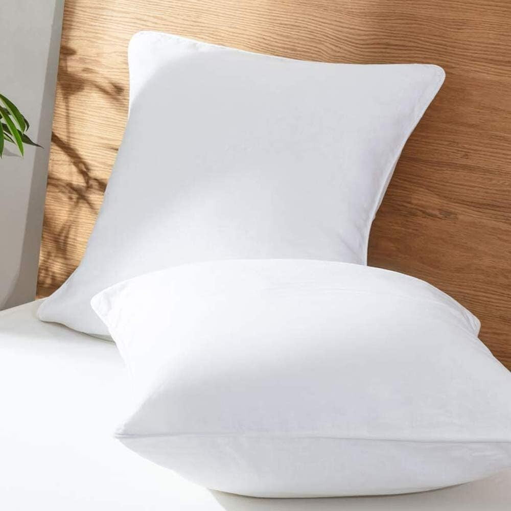 Classic White Trim Linen Euro Pillow Shams - Set of 2, 26"x26" Luxury Covers