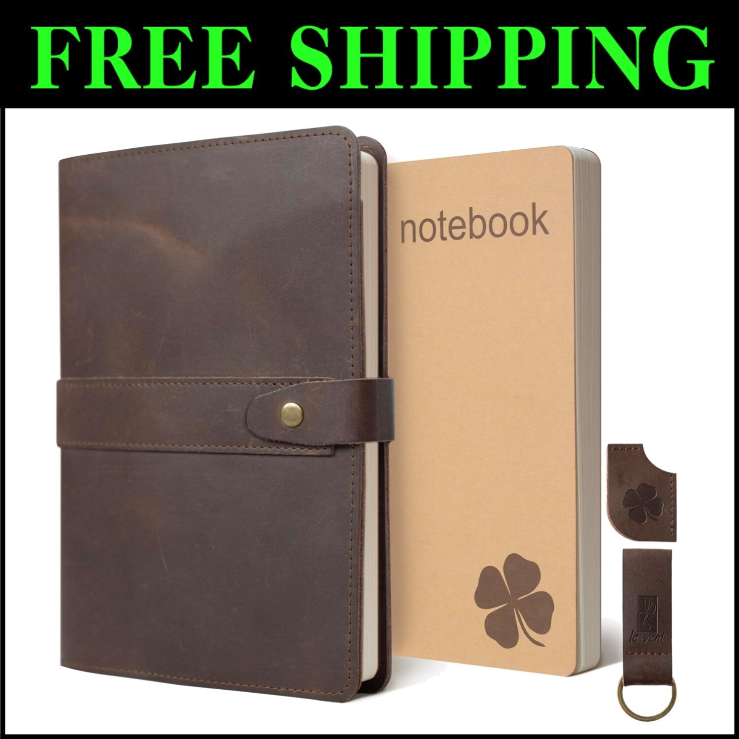 Elegant Refillable Leather Journal Set - 400 Pages with Pen Holder and Bookmark