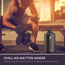 Load image into Gallery viewer, Magic Black 128 oz Insulated Water Jug with Straw &amp; 3 Lids - Ultimate Hydration