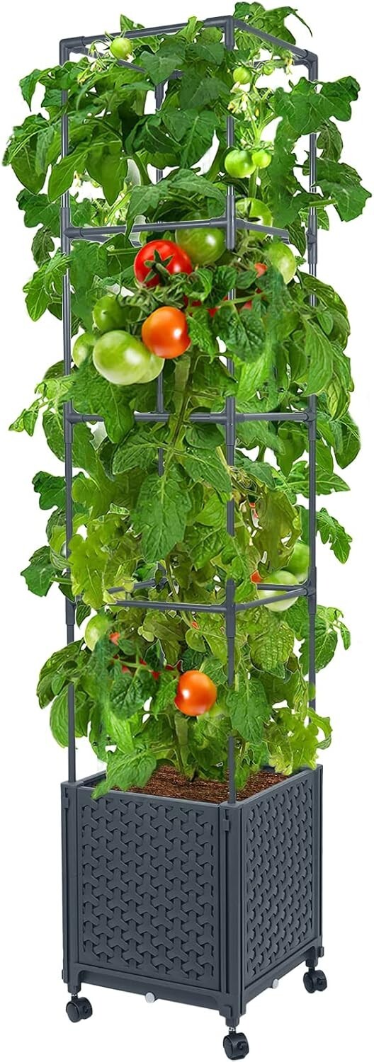 Mobile Raised Garden Bed with Trellis: Perfect for Climbing Vegetables & Flowers
