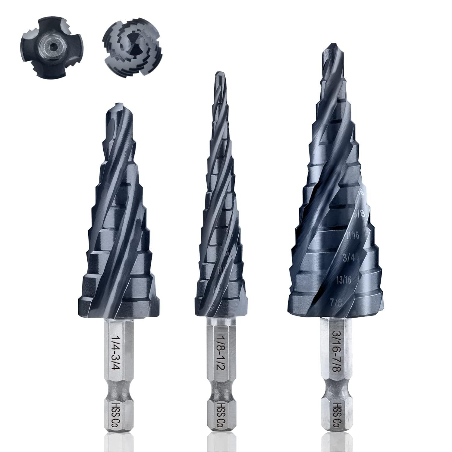 34-Piece Cobalt Step Drill Bit Set with Titanium Coating for Precision Drilling