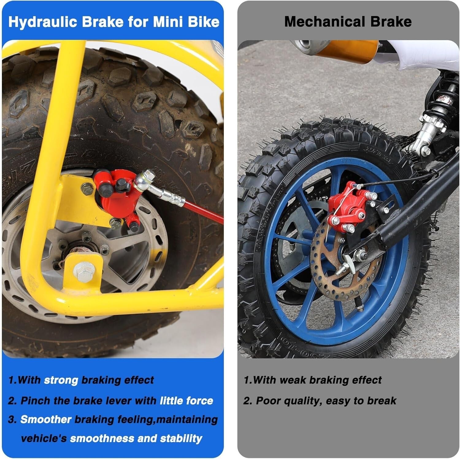 Mini Bike Hydraulic Brake System Assembly with Enhanced Clamping Power & Hose