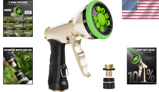 High-Pressure Metal Hose Nozzle with 9 Adjustable Modes - Lightweight & Durable