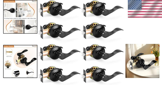 Durable Zinc Alloy Modern Door Handles - Keyless 8 Pack for Hallways & Closets