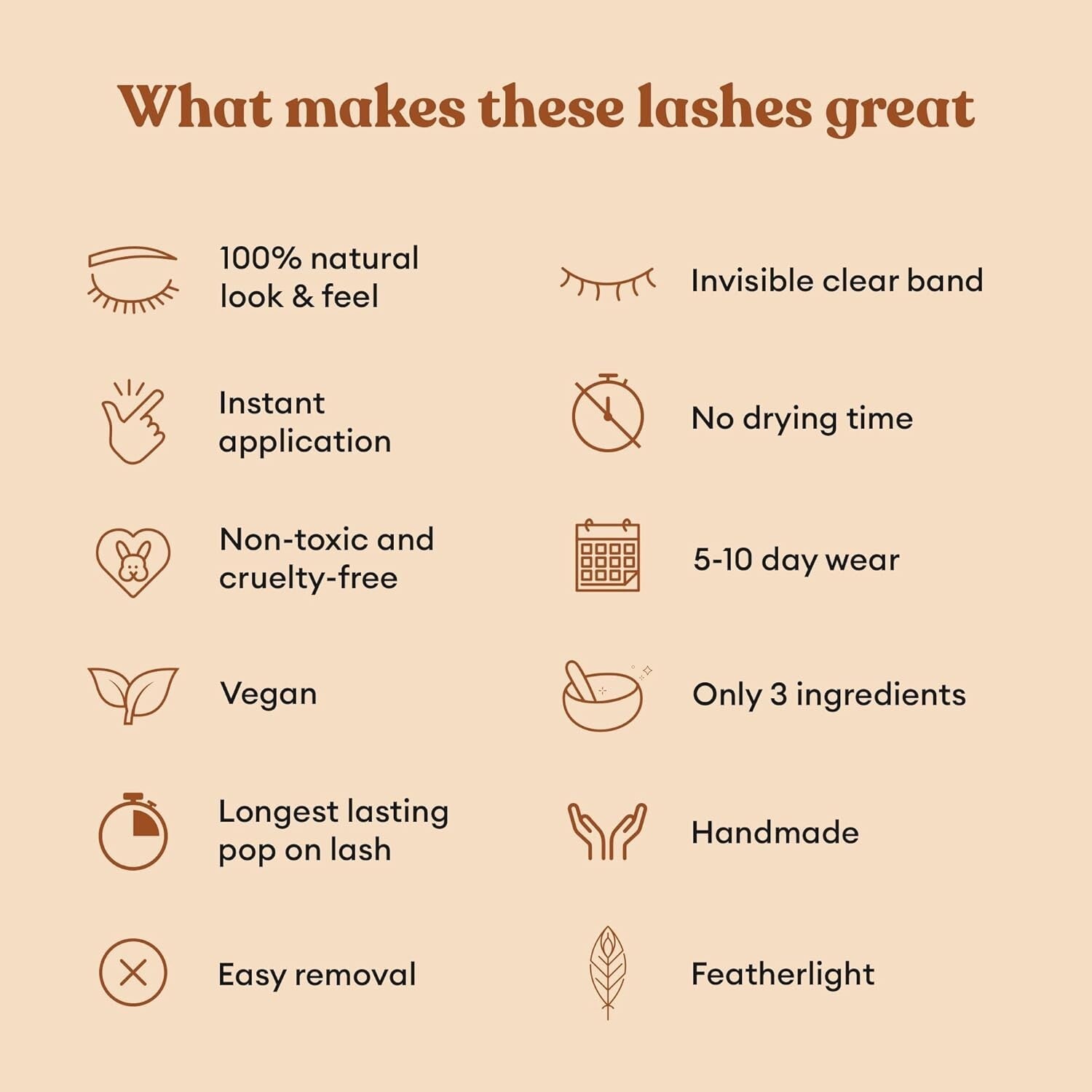 Effortless 5-10 Day Wear Brown Pop-On Lash Clusters - 60 Count, Cruelty-Free