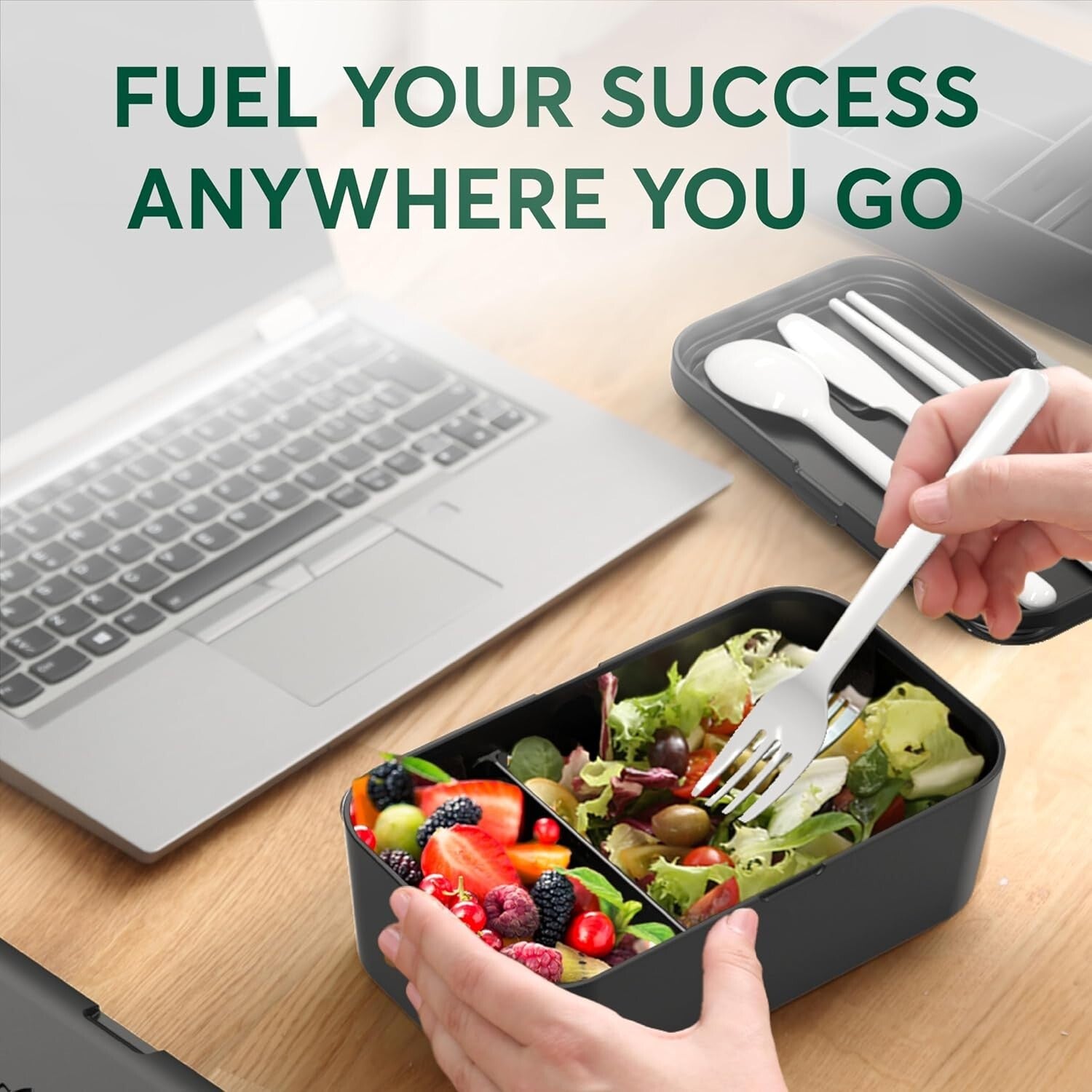 Stylish Leakproof Bento Box with Utensils & sauce jars - 50 oz Lunch Container