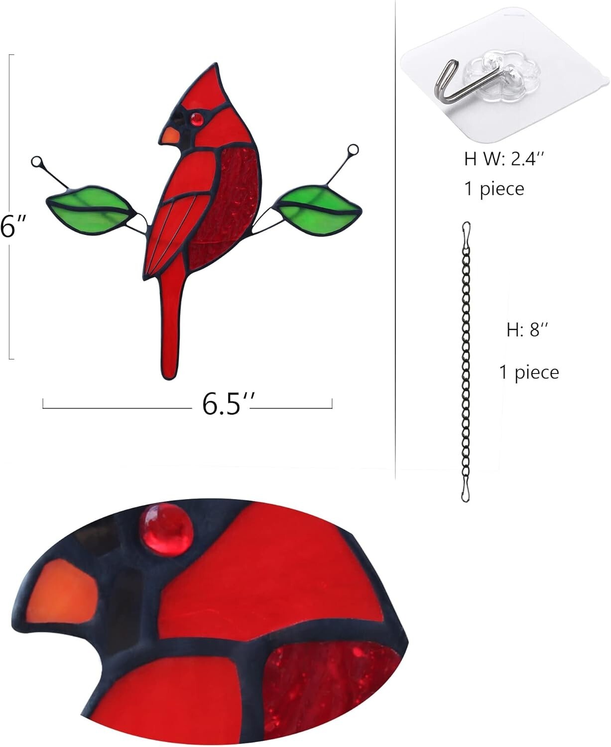 Handmade Stained Glass Cardinal Suncatcher - Heartfelt Memorial Gifts for Women