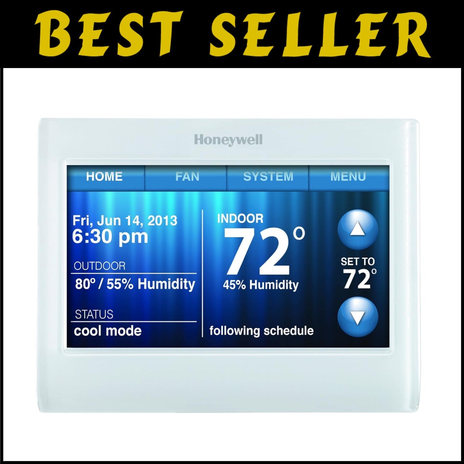 Energy Star Certified Color Changing Touch Screen Thermostat - 3.5 x 4.5 Inch