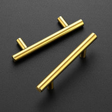 Load image into Gallery viewer, 60 Pack Brushed Brass Cabinet Pulls - Elegant 5” Stainless Steel Handles