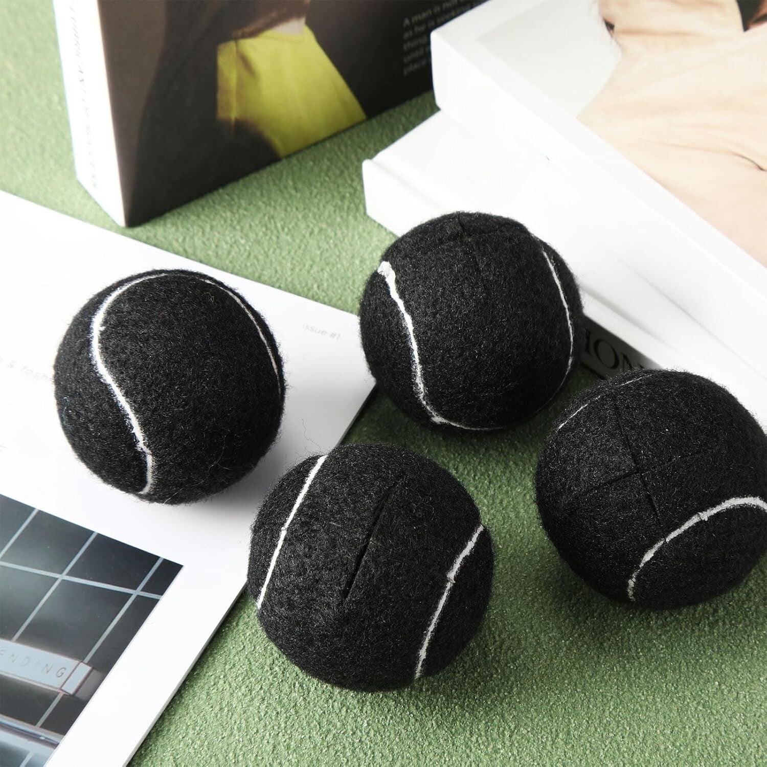 40 Pcs Precut Rubber Tennis Balls for Furniture & Floor Protection - Black