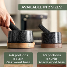 Load image into Gallery viewer, Extra Large Natural Granite Mortar and Pestle with Stylish Acacia Wood Stand