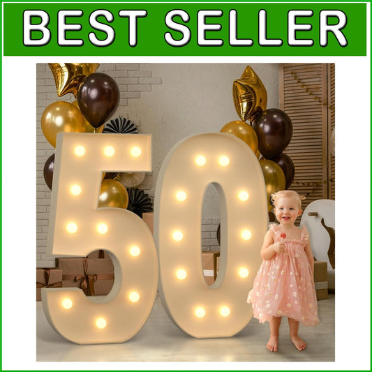 Durable 4FT Light Up Marquee Number 50 with Easy Assembly for Celebrations