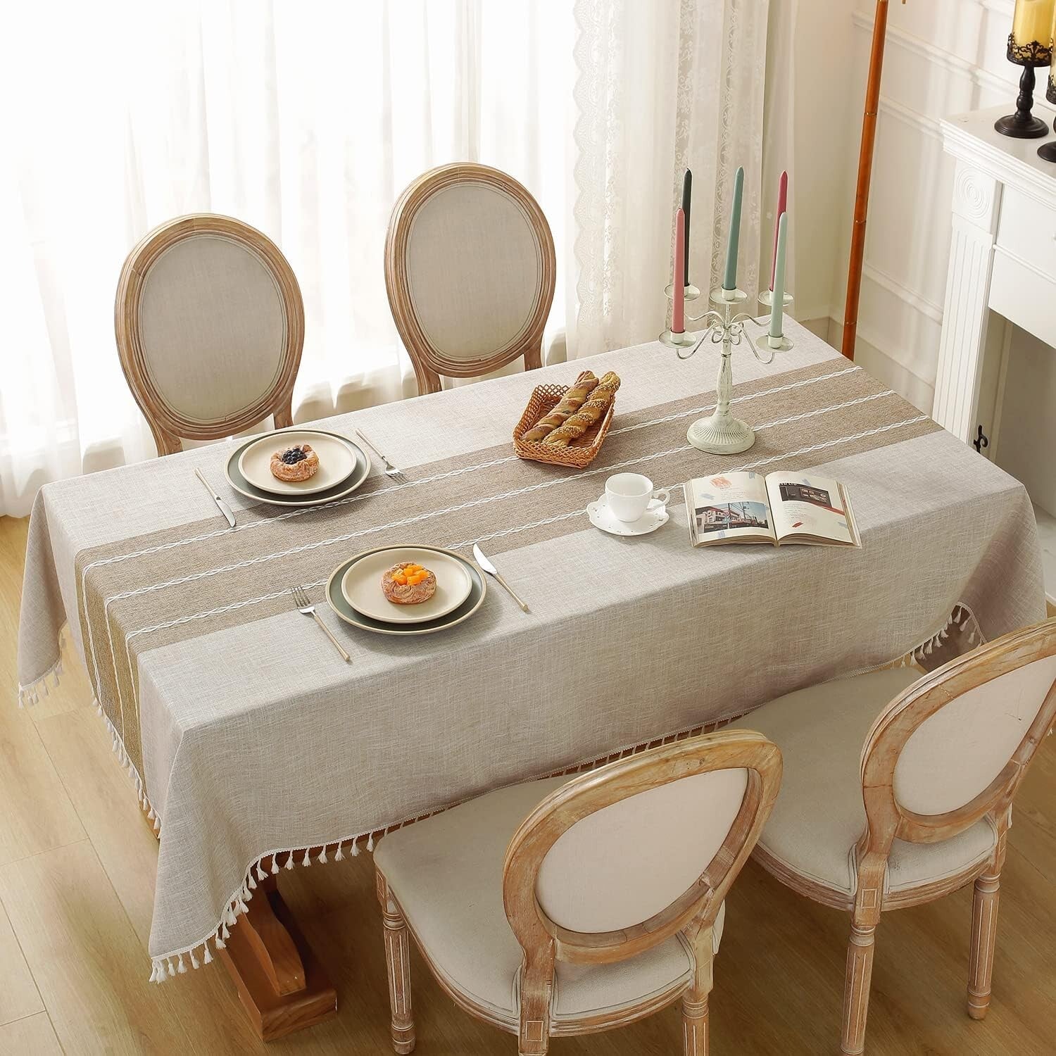 Elegant Striped Waterproof Tablecloth for Kitchen Dining & Holiday Celebrations