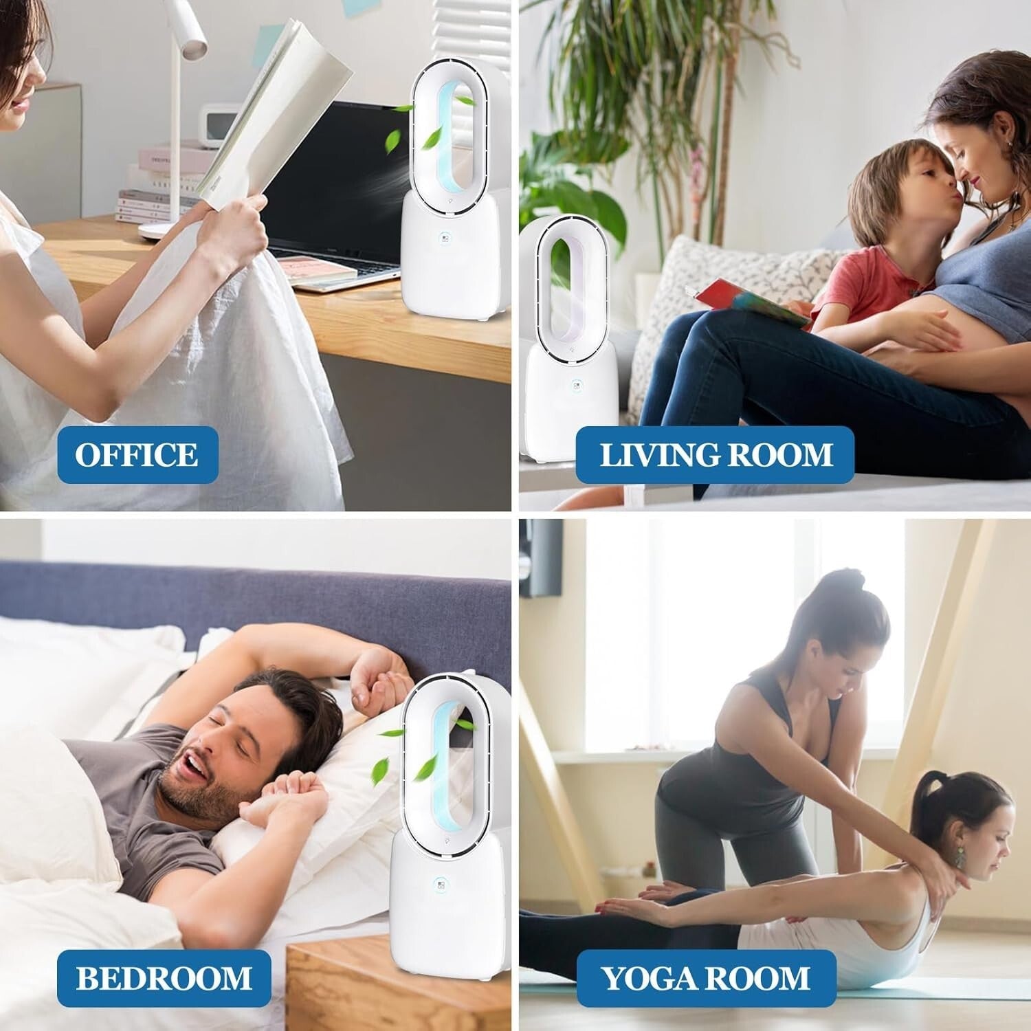 Quiet Bladeless USB Fan with Colorful LED Light - Ideal for Bedrooms & Offices