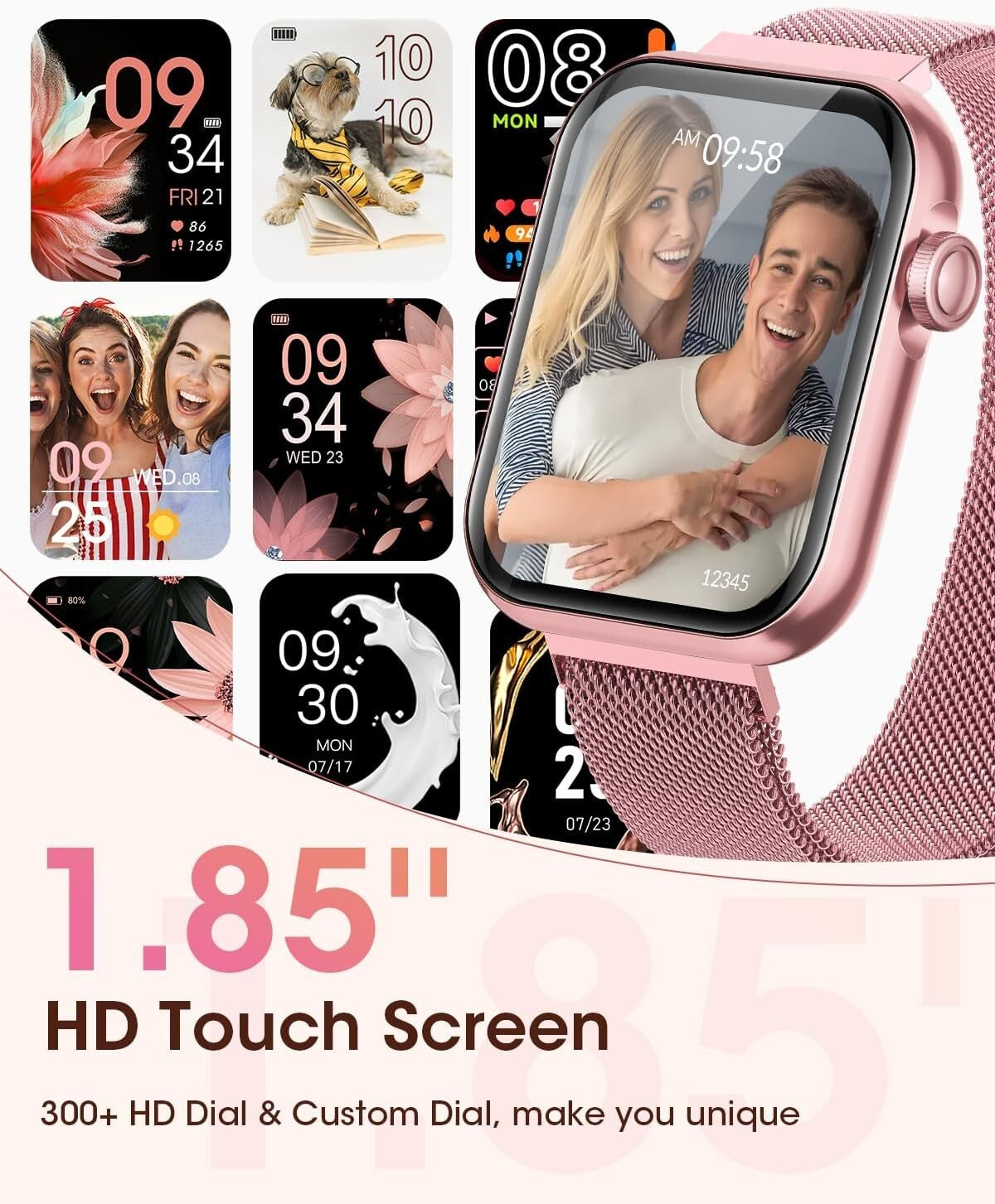 Elegant 1.85'' Smart Watch for Women - Health & Fitness Tracker with 100+ Modes