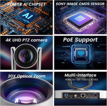Load image into Gallery viewer, Compact 4K NDI Camera with AI Tracking &amp; Multiple Output Options for Churches