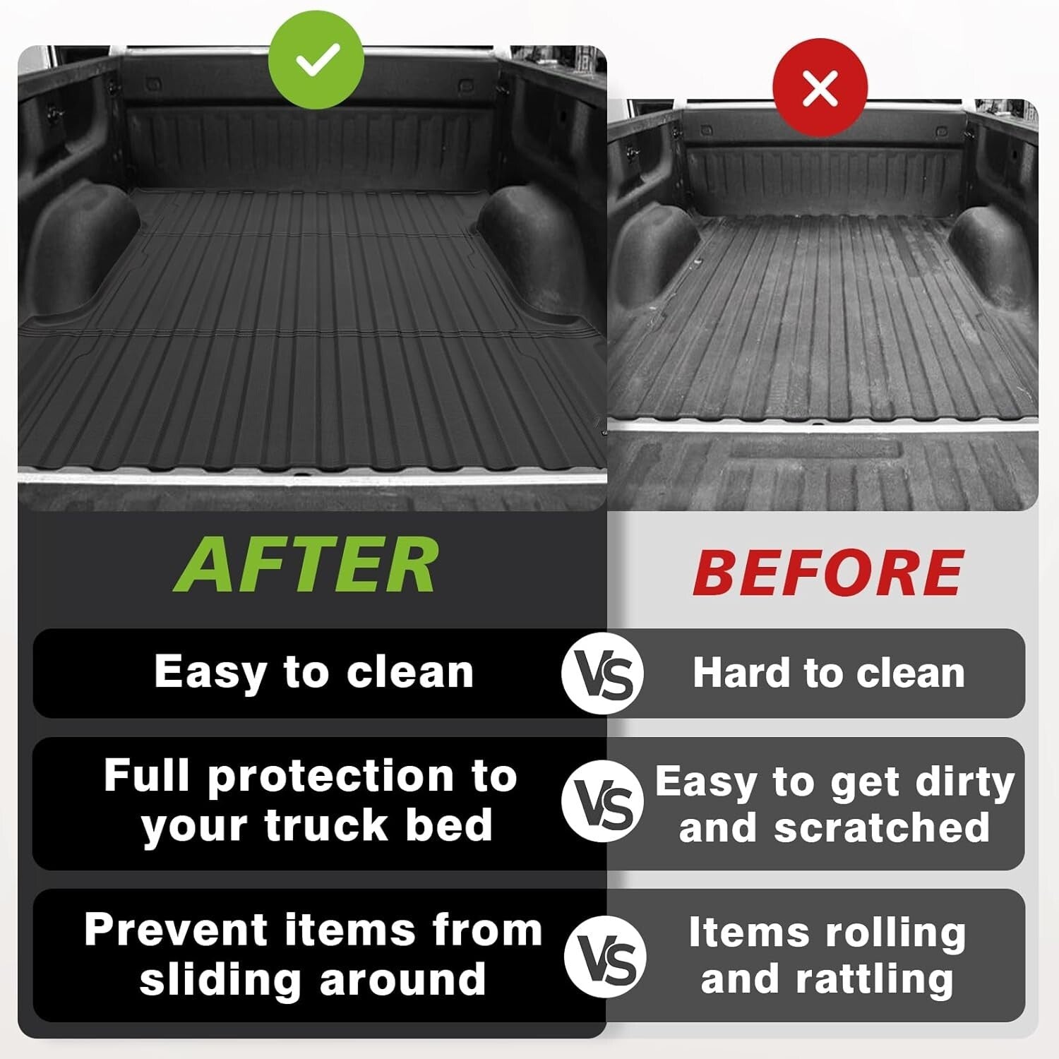All-Weather 5.8FT Bed Cargo Mat for Silverado/Sierra 1500 with Anti-Slip Design
