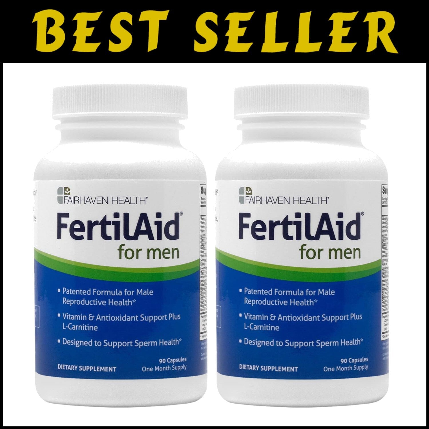 Vegan Male Fertility Multivitamins - 2 Bottles of FertilAid for Optimal Health
