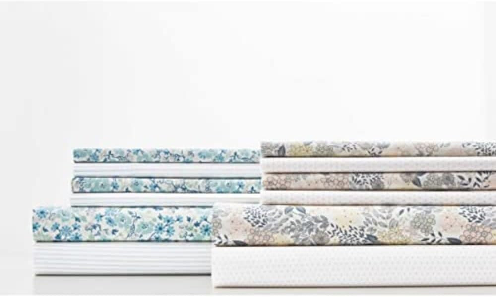 Chic 6-Piece Cotton Percale Set with Elegant Floral & Stripe Patterns - Queen