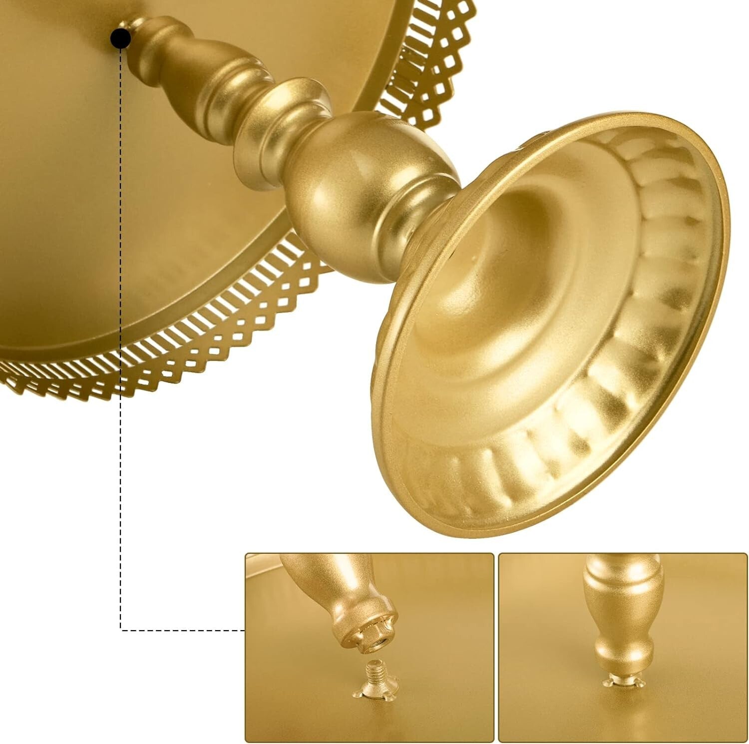 Versatile Gold Metal Dessert Towers - 10-In-1 Cake Stand Set for Celebrations