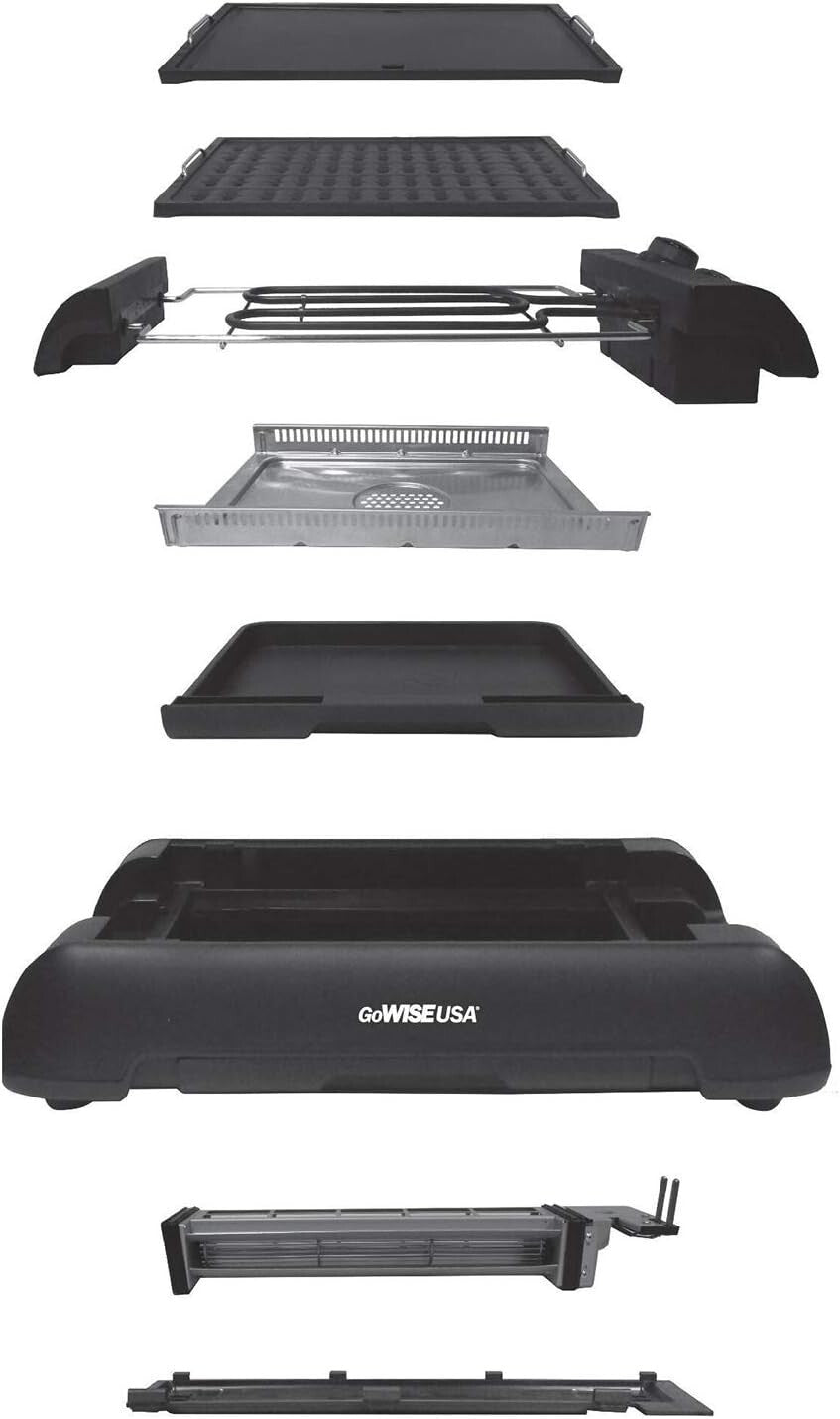 Versatile 2-in-1 Smokeless Grill and Griddle with Recipe Book & Non-Stick Plates
