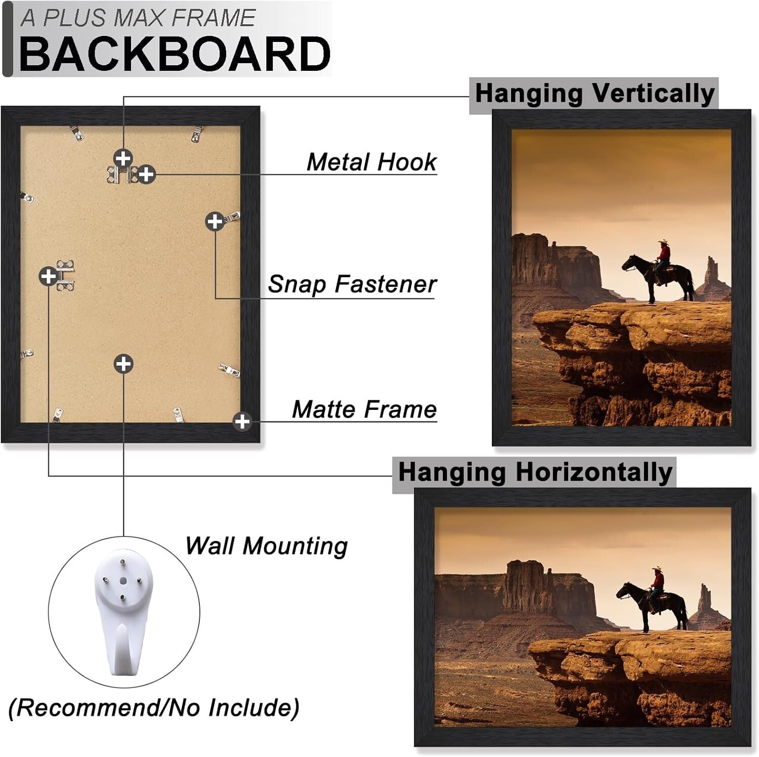 Elegant Set of 6 Black 12x18 Picture Frames with Stylish Wood Grain Finish