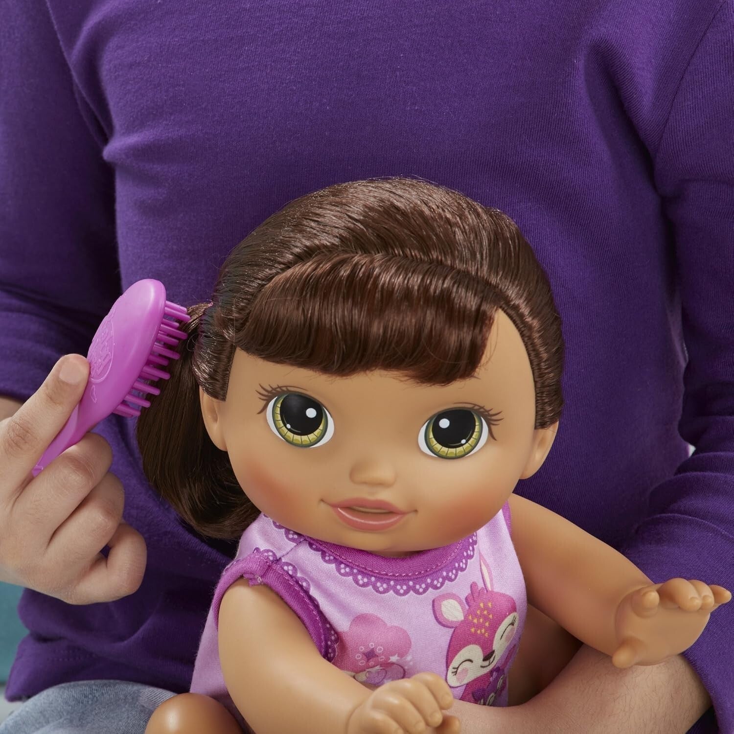 Baby Go Bye Bye Brunette - Fun Talking and Crawling Doll with Accessories