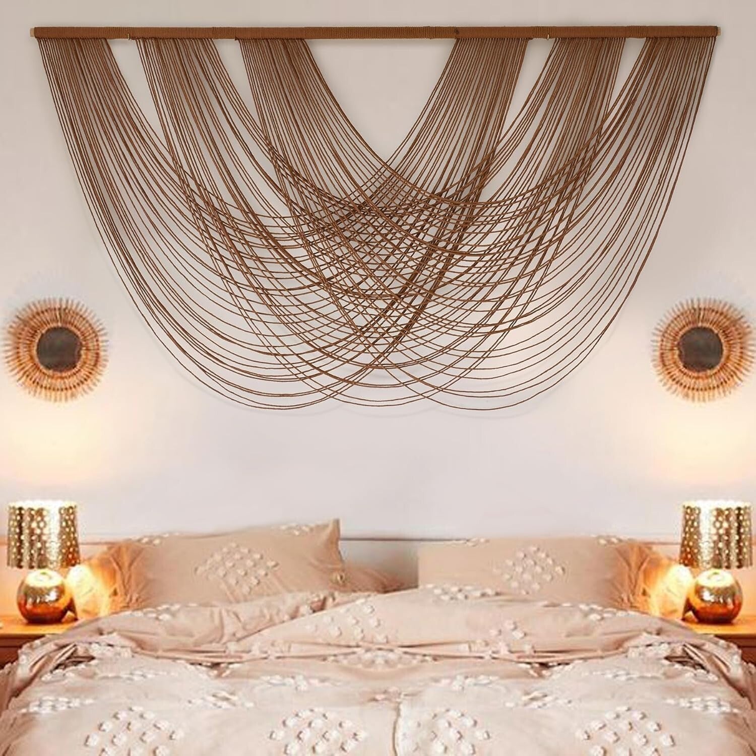 Boho Macrame Wall Hanging 59'' W - Large Cotton Tapestry for Stylish Interiors