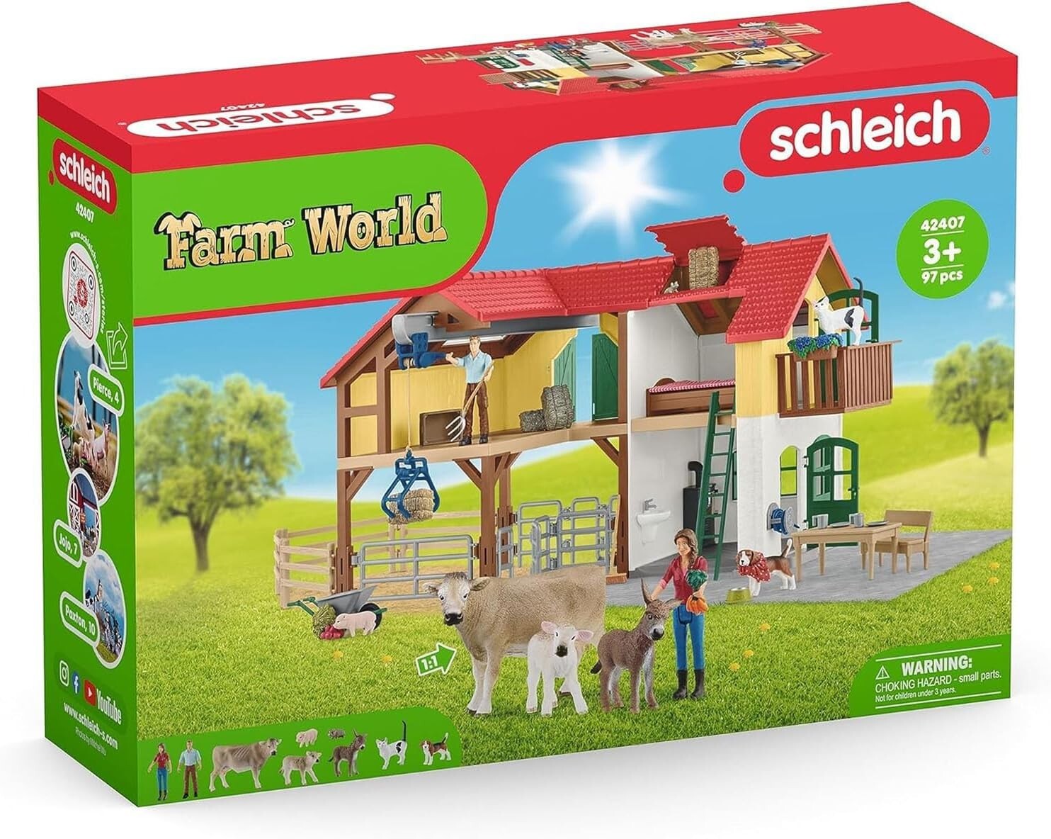 97-Piece Large Farmhouse Playset with Animals & Accessories for Imaginative Play