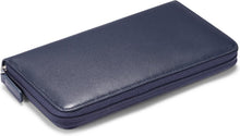 Load image into Gallery viewer, Italian Calfskin Zippered Checkbook Cover with Divider &amp; Card Slots - Dark Blue