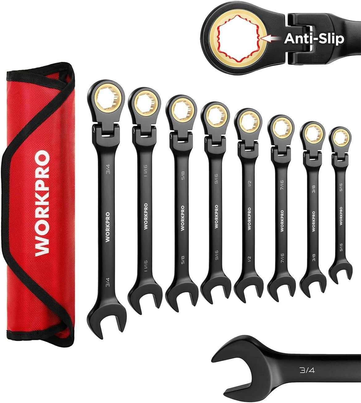 Compact 8-Piece Black Electrophoretic Ratcheting Wrench Set - Ultimate Tool