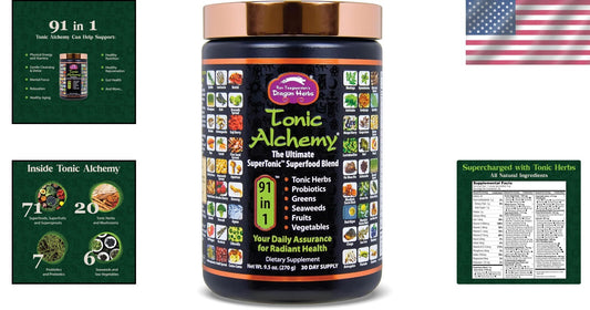 Superfood Greens Powder with Probiotics & Tonic Herbs - Delicious Peach Flavor