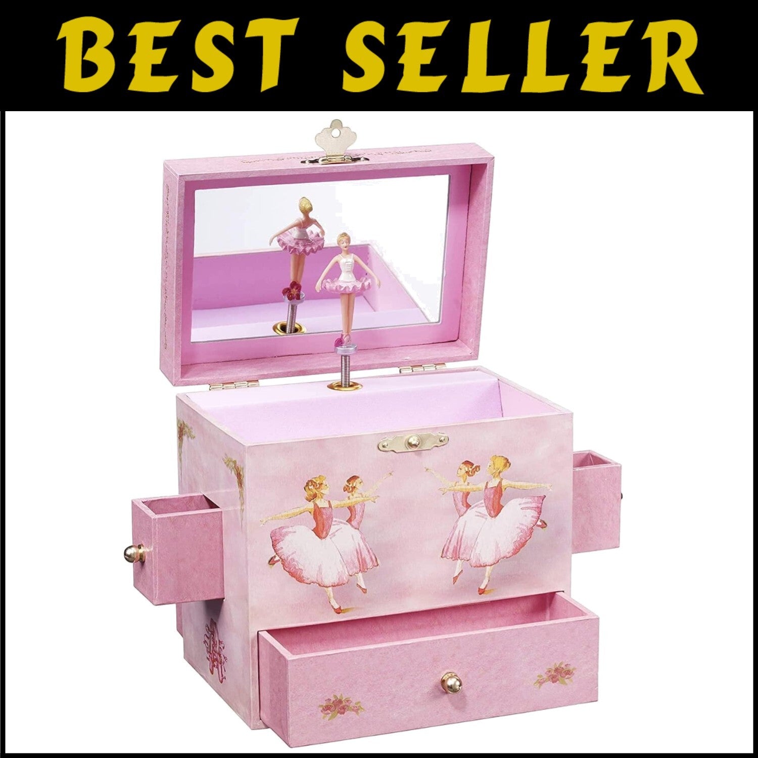 Magical Musical Jewelry Box with 4 Drawers and Ballerina Figurine - Gift Ready