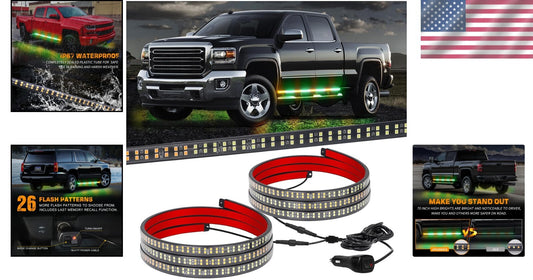 2PCS 70 Inch LED Emergency Strobe Lights for Trucks - Waterproof & Shockproof