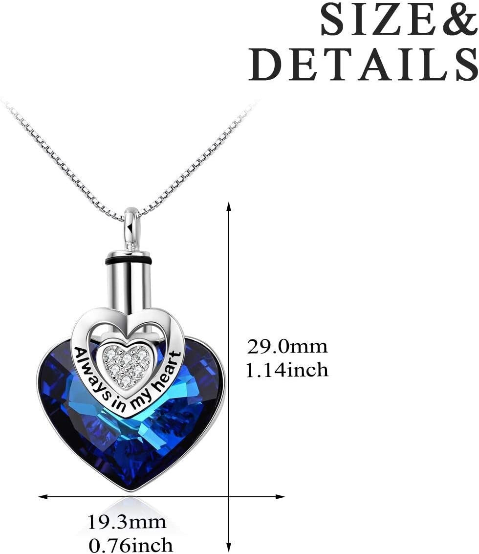 Forever in My Heart: Crystal Urn Necklace with Ash Storage - Elegant Keepsake
