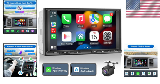 7-Inch HD Touchscreen Car Stereo with Bluetooth, GPS, Backup Camera - Double Din