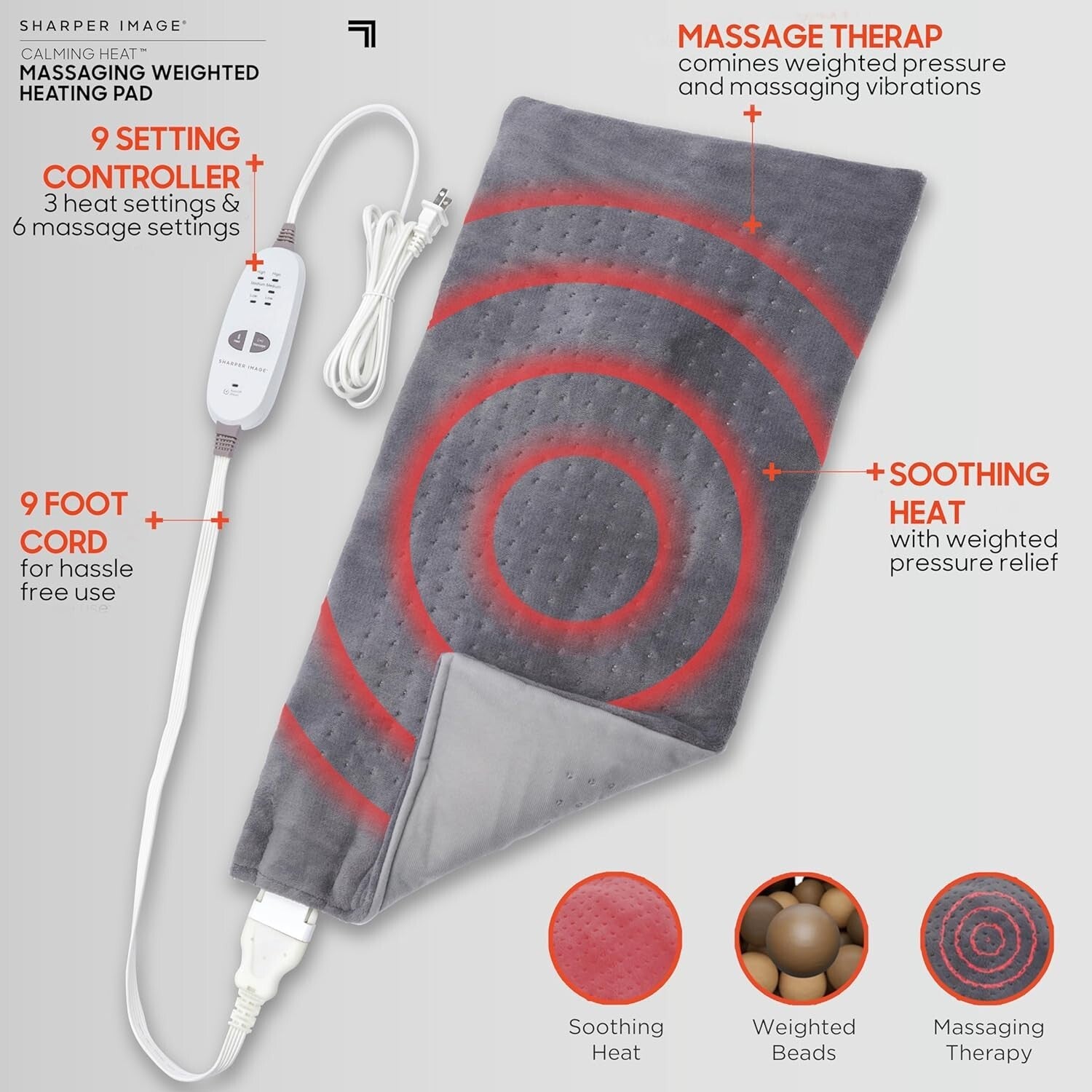 Electric Weighted Heating Pad with Auto Shut Off - 18 Comfort Combinations