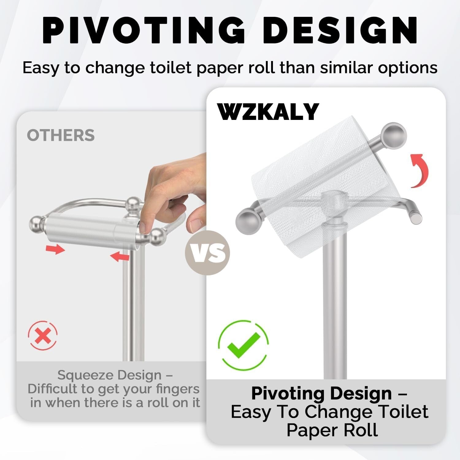 Eco-Friendly Rotating Toilet Paper Holder Stand - Durable Brushed Nickel Finish