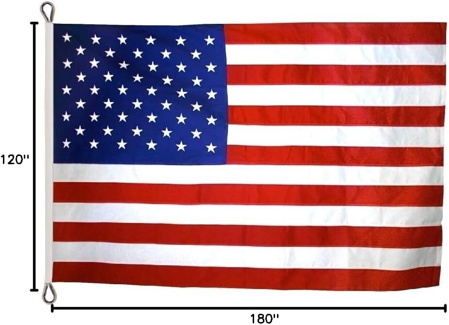 Proudly Made in USA - 10 x 15 ft Nylon American Flag with Embroidered Stars