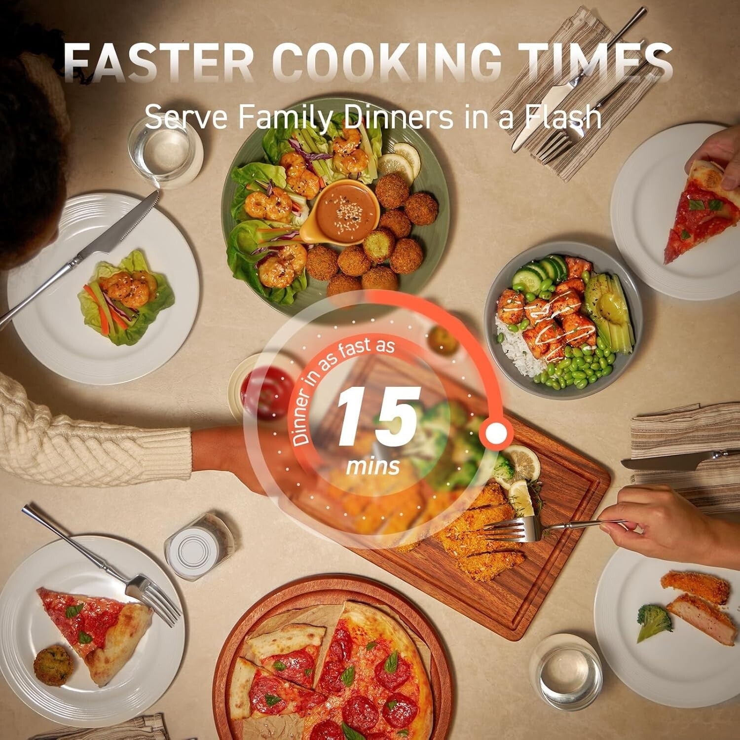 Efficient 9-in-1 Air Fryer with Non-Stick Basket & Family-Sized 6-Quart Capacity