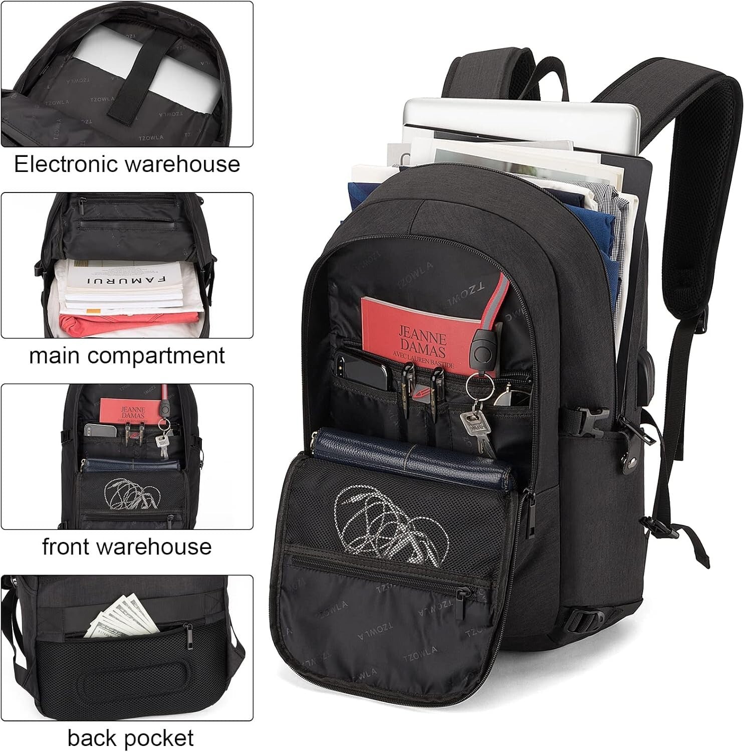 Durable Unisex 17.3” Laptop Backpack with Anti-Theft Lock & USB Charging Port