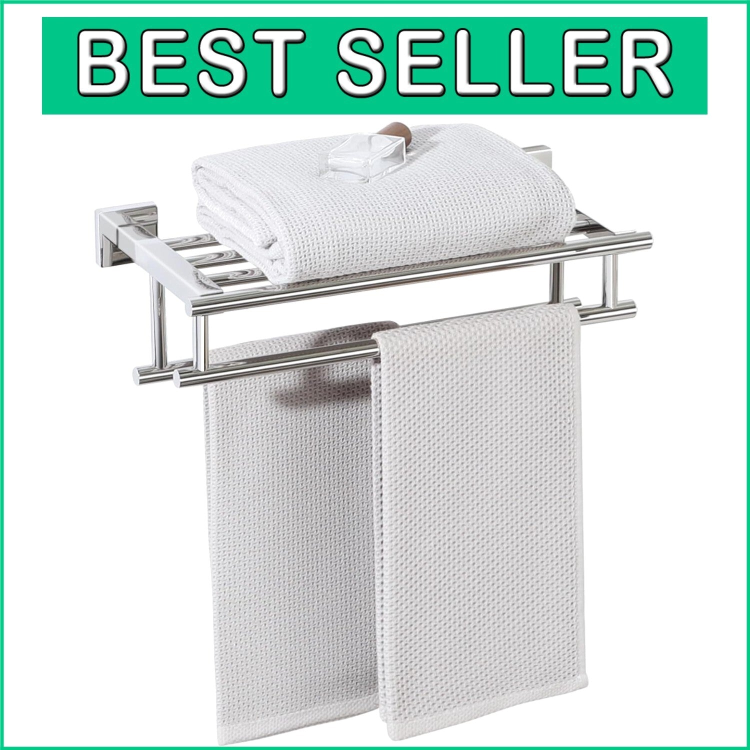 Elegant 16" Polished Chrome Towel Holder with Double Bars for Modern Bathrooms