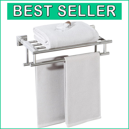 Elegant 16" Polished Chrome Towel Holder with Double Bars for Modern Bathrooms