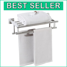 Load image into Gallery viewer, Elegant 16" Polished Chrome Towel Holder with Double Bars for Modern Bathrooms