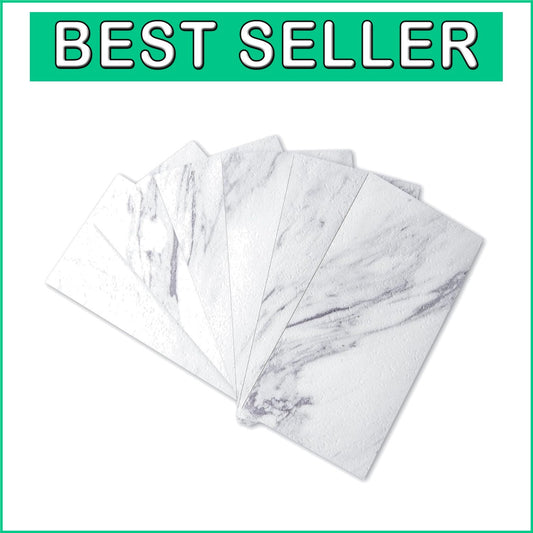 DIY-Friendly 3" x 6" White Granite Peel and Stick Backsplash for Kitchen & Bath